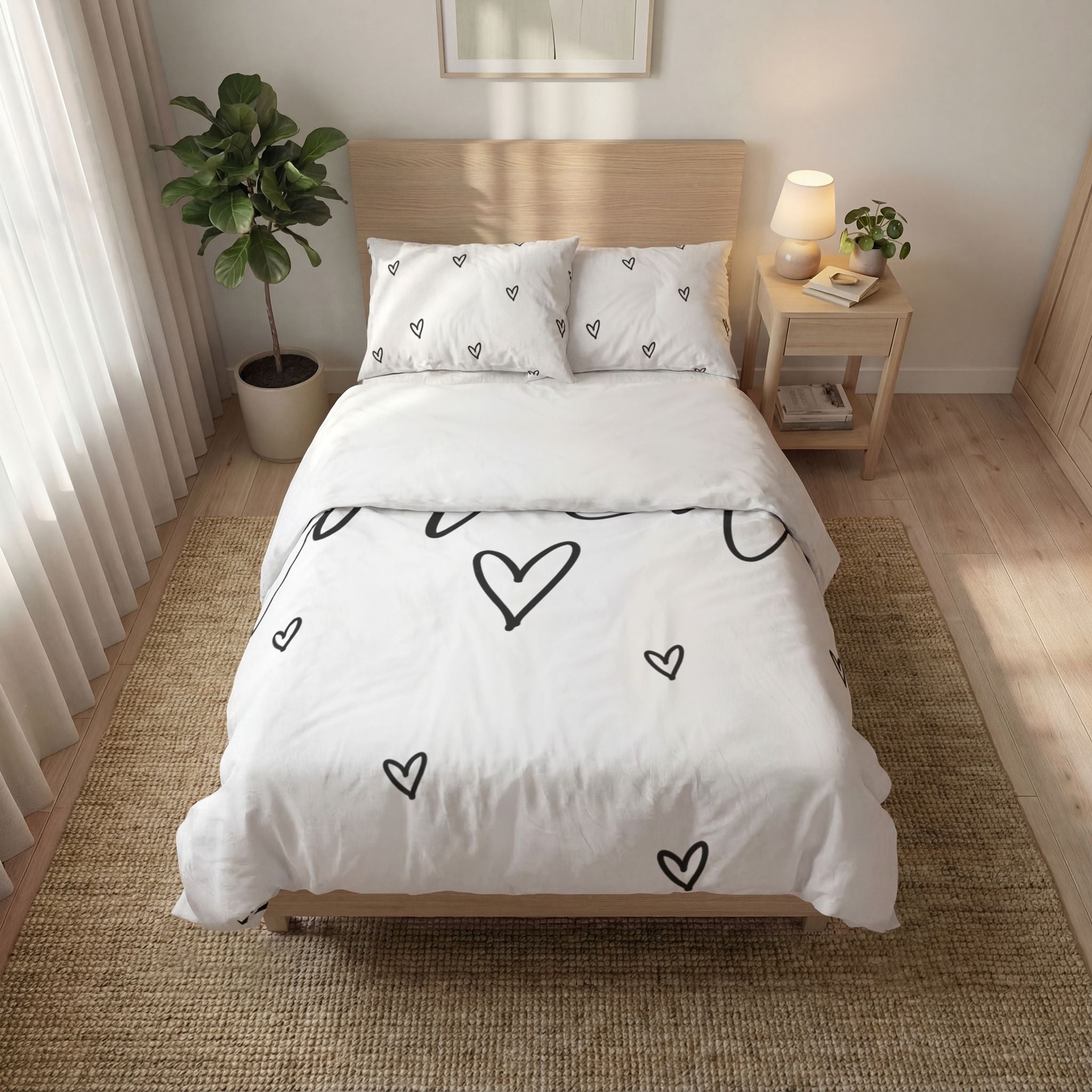 Loved Heart Quilt Cover Set — 3-Piece Duvet Cover & Pillowcases