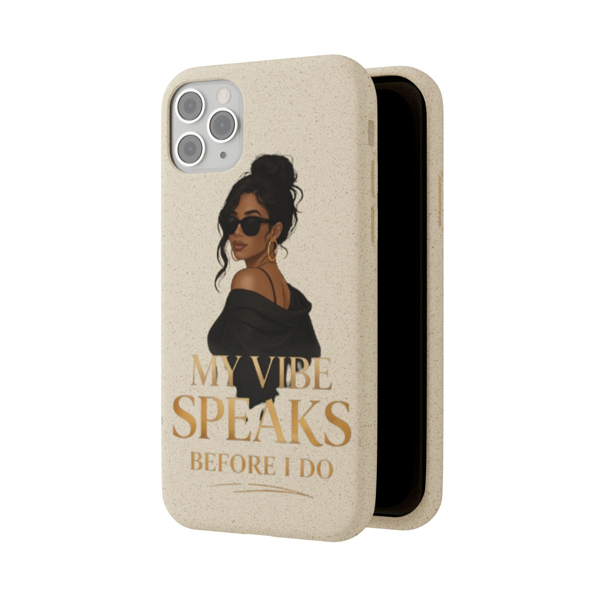 Biodegradable Phone Case — 'My Vibe Speaks Before I Do' Stylish Eco-Friendly Phone Cover