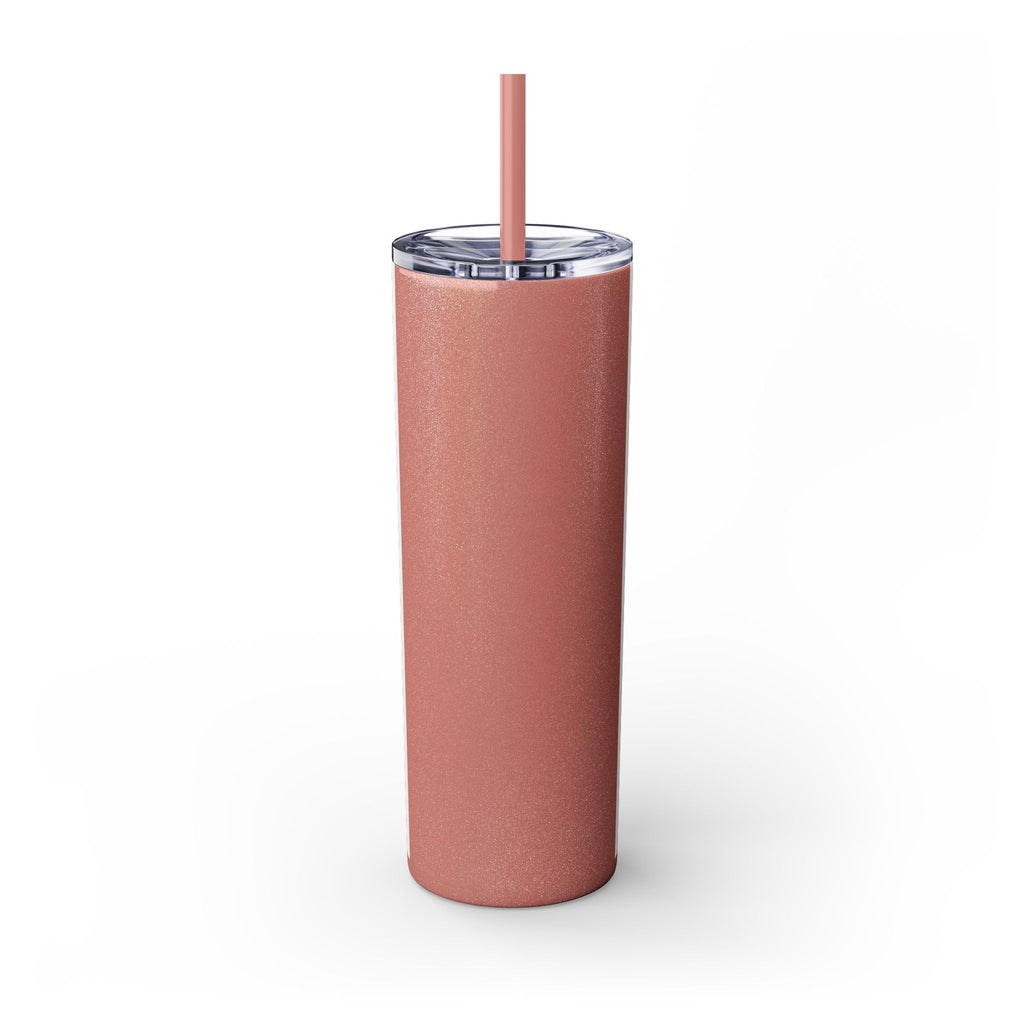 Skinny Tumbler - "Self Made" Afrocentric Woman Wine Glass Design, 20oz Straw Tumbler