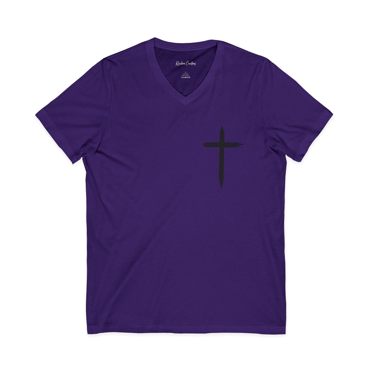 Christian V-Neck Tee — "Even If He Doesn't, He's Still Good" Cross Shirt (Psalm 118:18)