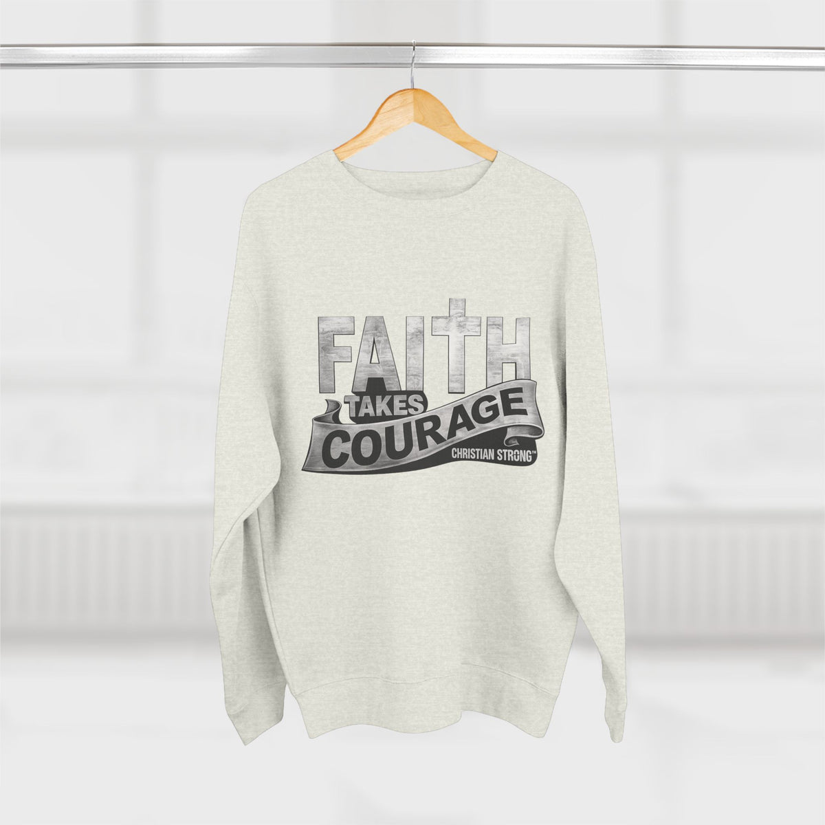 Faith Takes Courage Sweatshirt – Christian Inspirational Joshua 1:9 Scripture Pullover | Faith-Based Gift | Unisex Cozy Crewneck