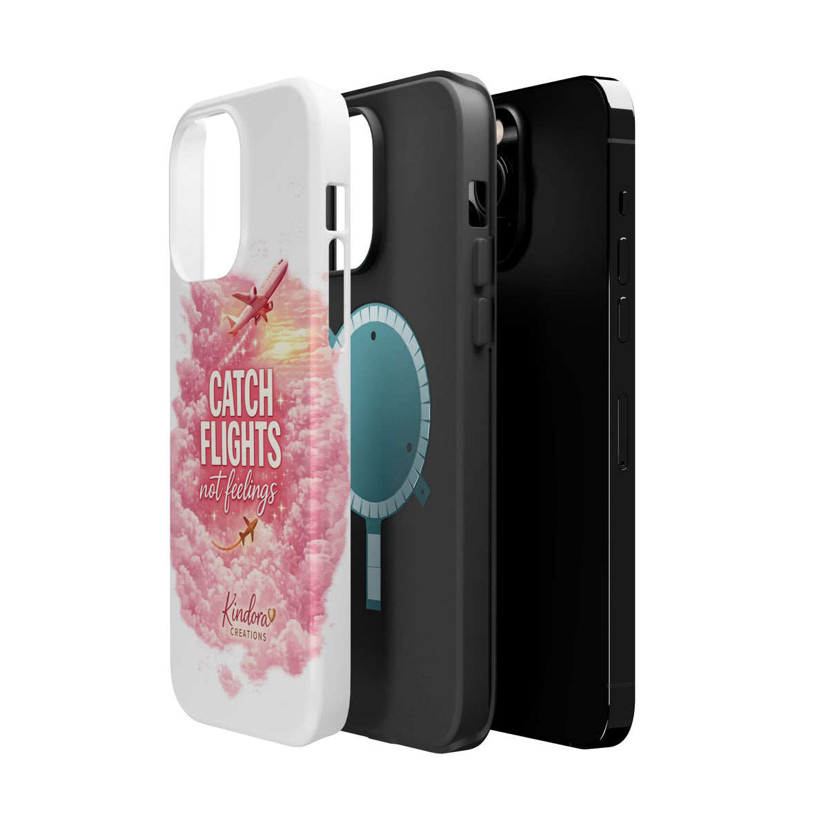 iPhone Case — "Catch Flights Not Feelings" Magnetic Impact-Resistant Travel Phone Case