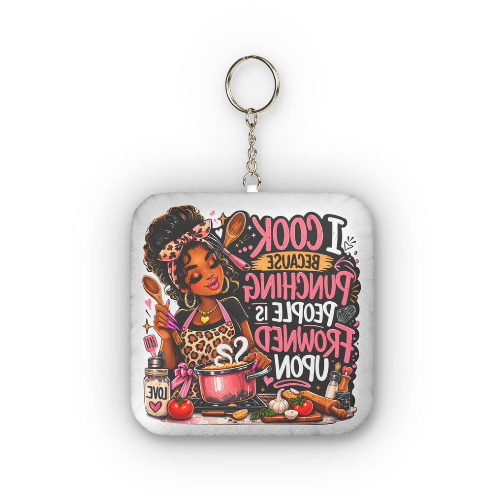 I Cook Because Punching People Is Frowned Upon Mini Plush Keychain