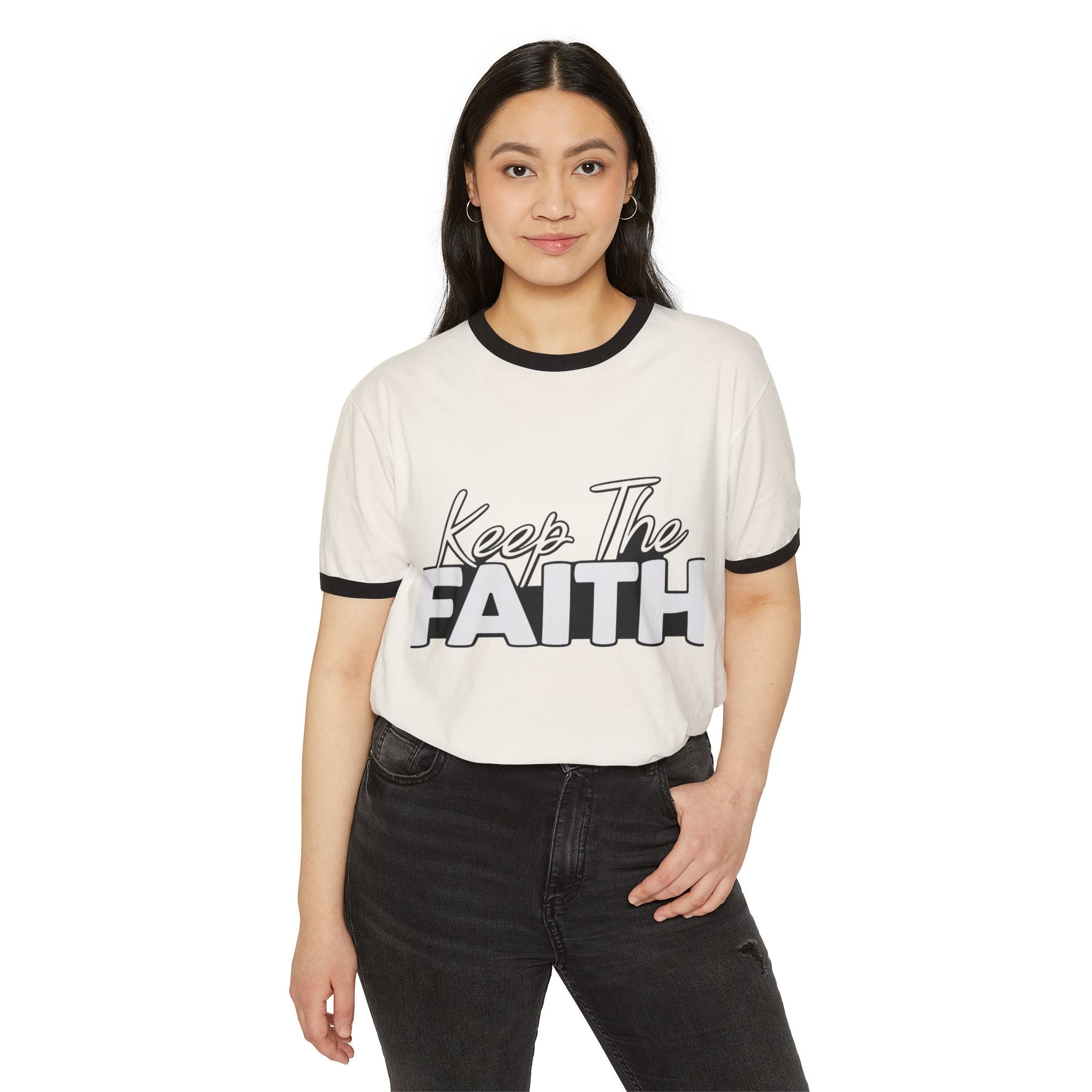 Keep The Faith Ringer Tee — Vintage-Inspired Inspirational T-Shirt