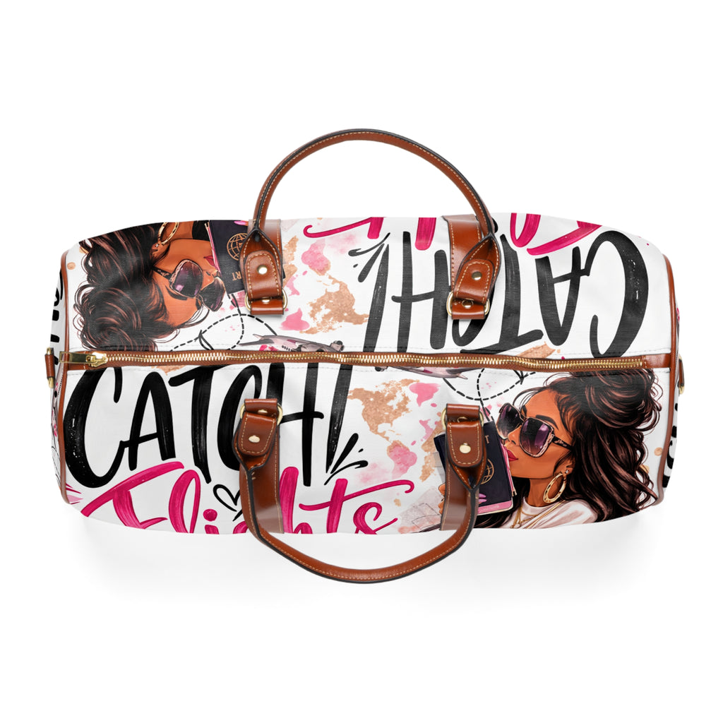 Weekender Travel Bag — 'Catch Flights Not Feelings' Pink Luggage Duffle
