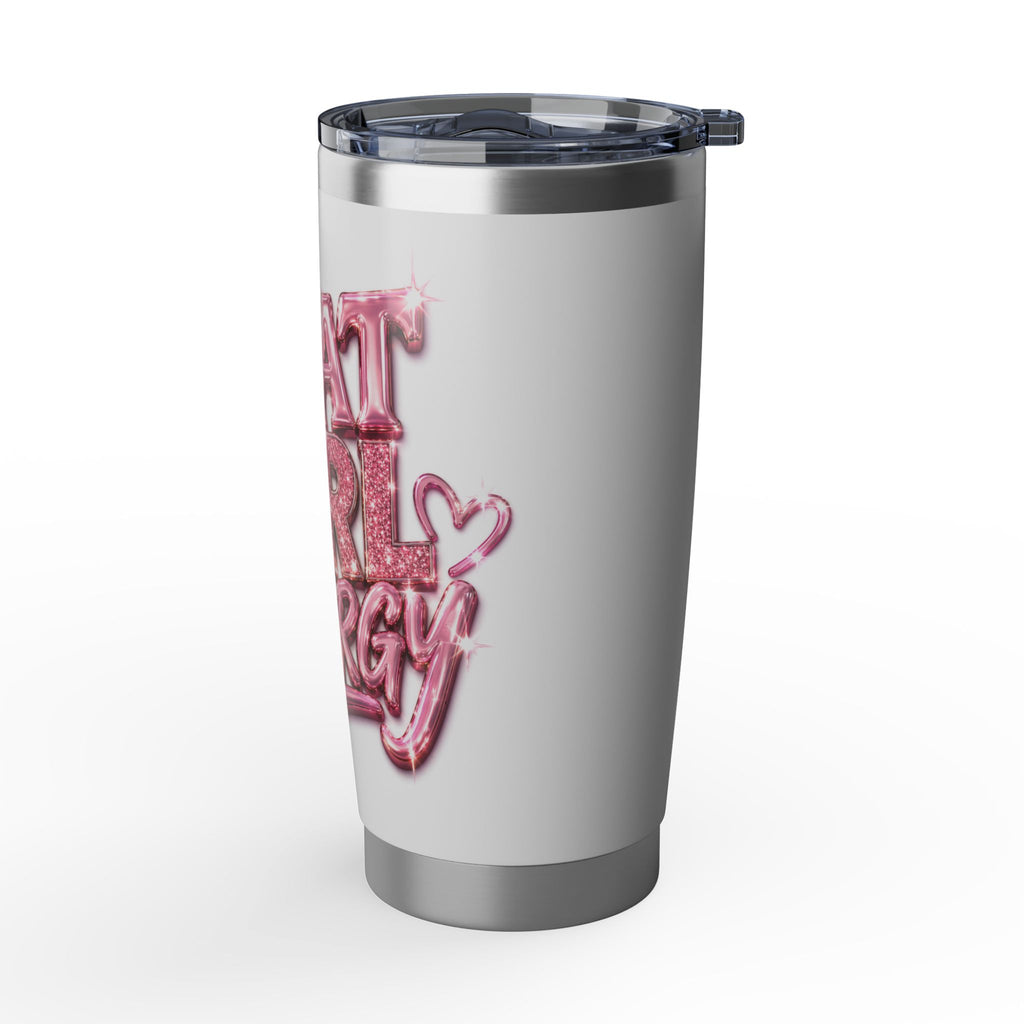 20oz Tumbler — "That Girl Energy" Pink Retro Glitter Travel Tumbler