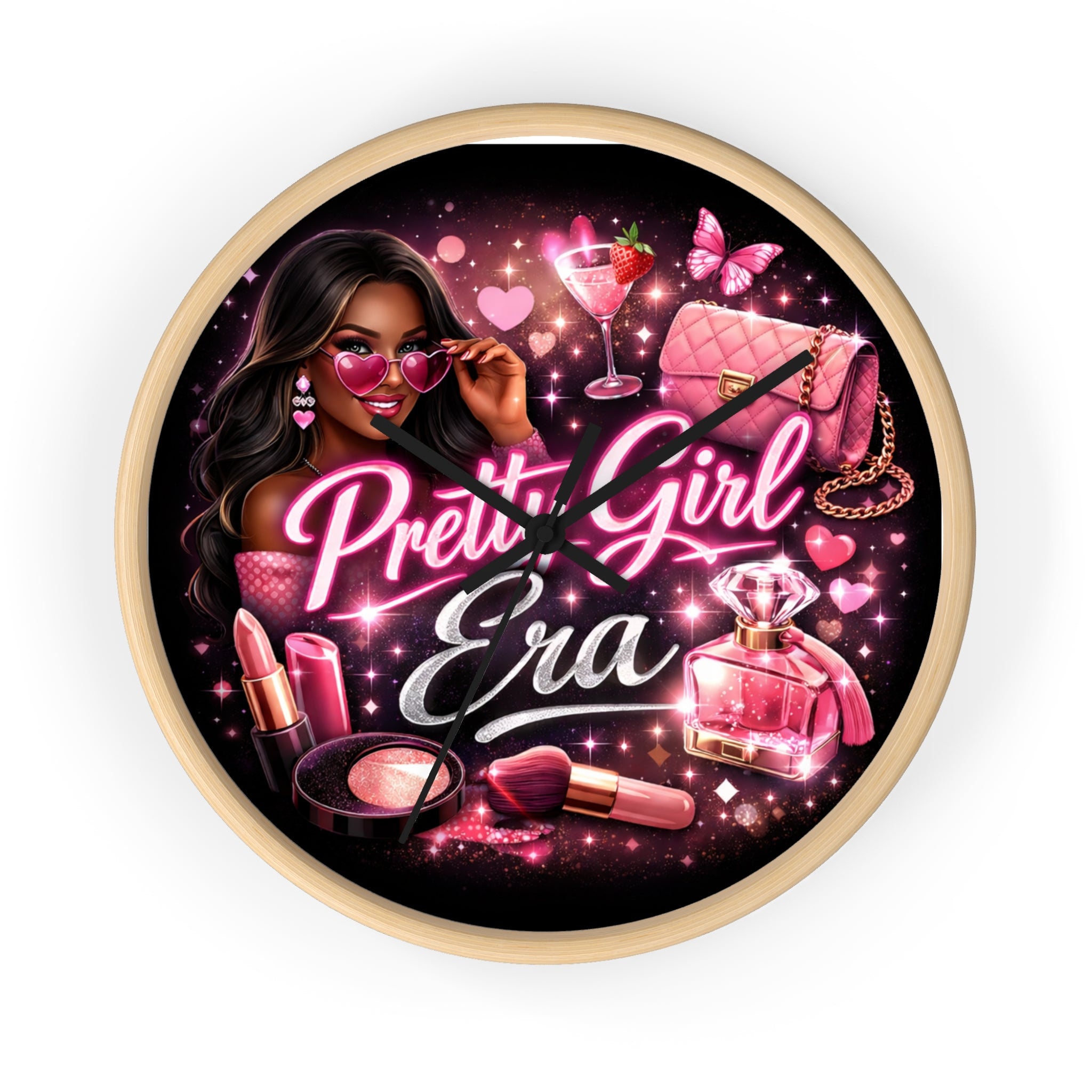 Pretty Girl Era Wall Clock — Glam Makeup & Pink Fashion Decor