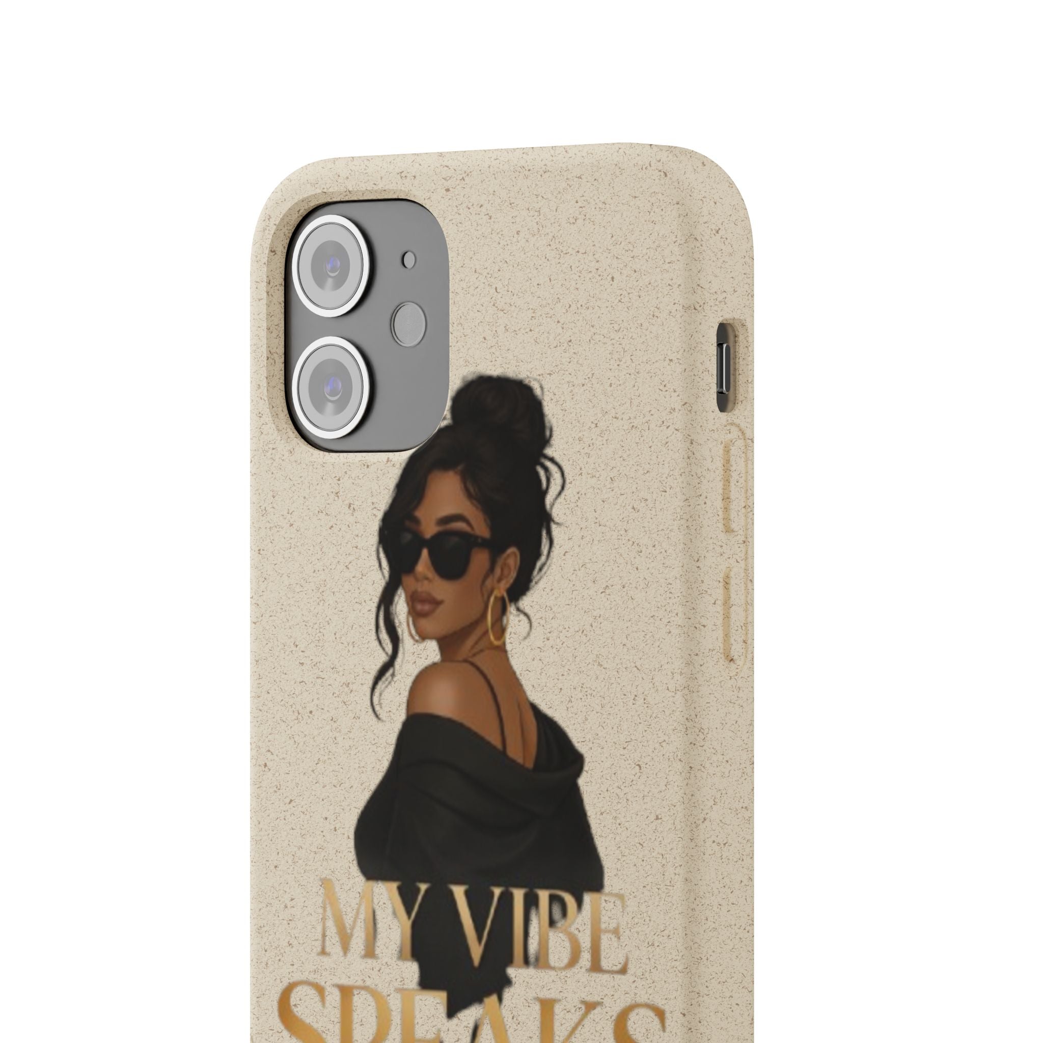 Biodegradable Phone Case — 'My Vibe Speaks Before I Do' Stylish Eco-Friendly Phone Cover