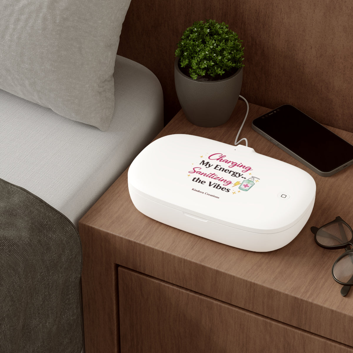 Wireless Charging UV Sanitizer Pad — “Charging My Energy… Sanitizing the Vibes”