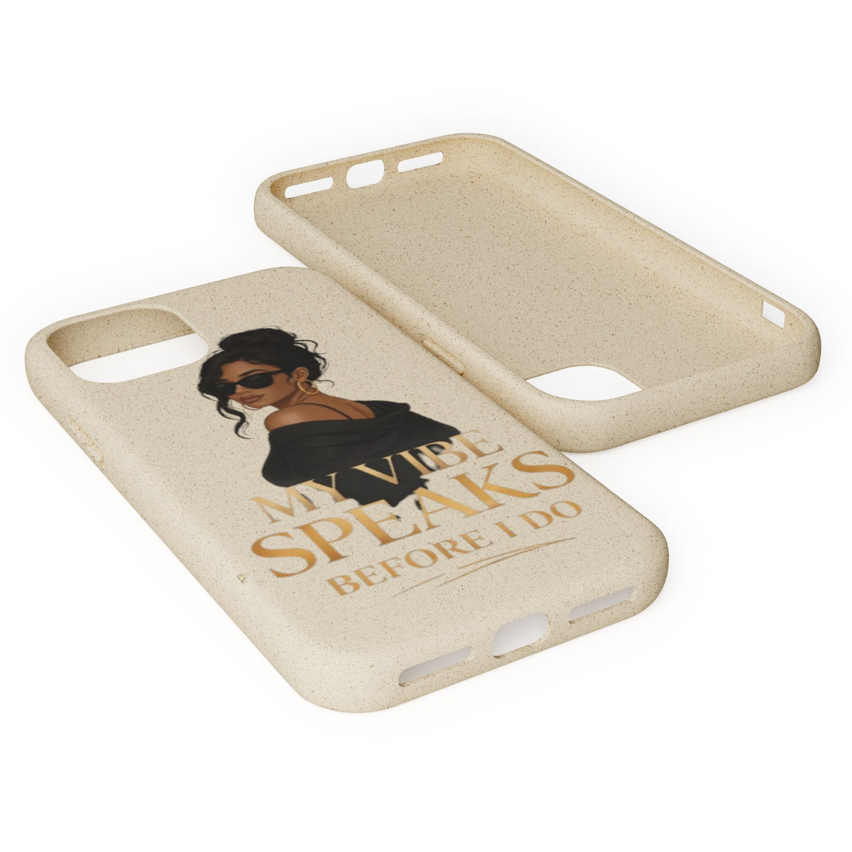 Biodegradable Phone Case — 'My Vibe Speaks Before I Do' Stylish Eco-Friendly Phone Cover