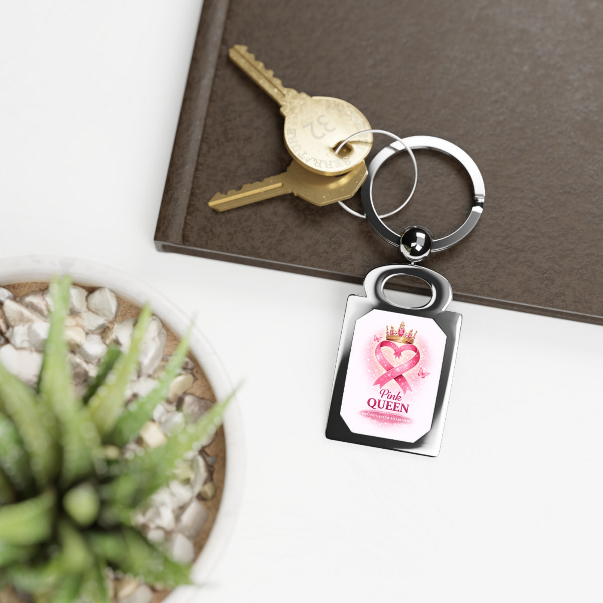 Pink Queen Rectangle Photo Keyring – Crown Heart Photo Keychain
