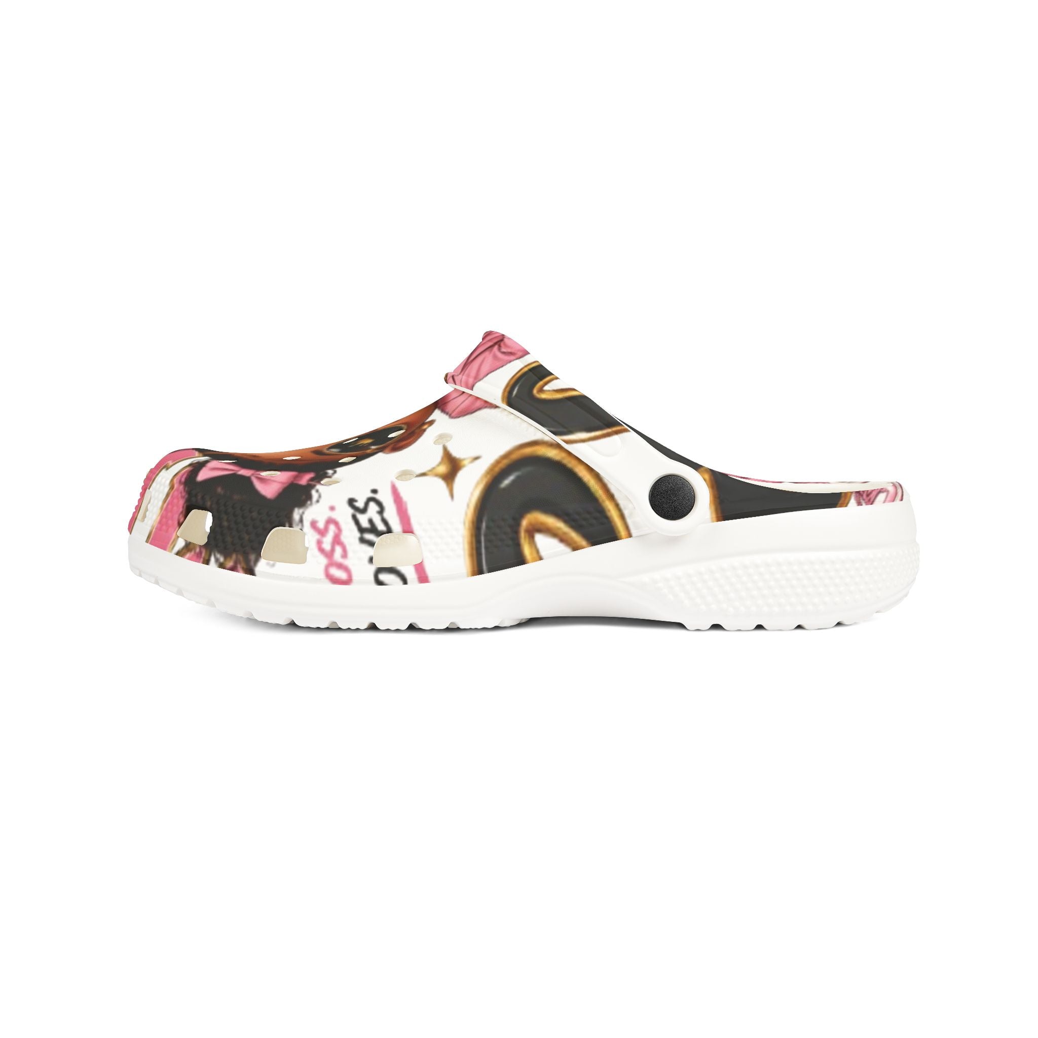 Kids’ EVA Foam Clog Shoes — Cute Girl Character Print, Pink Accents