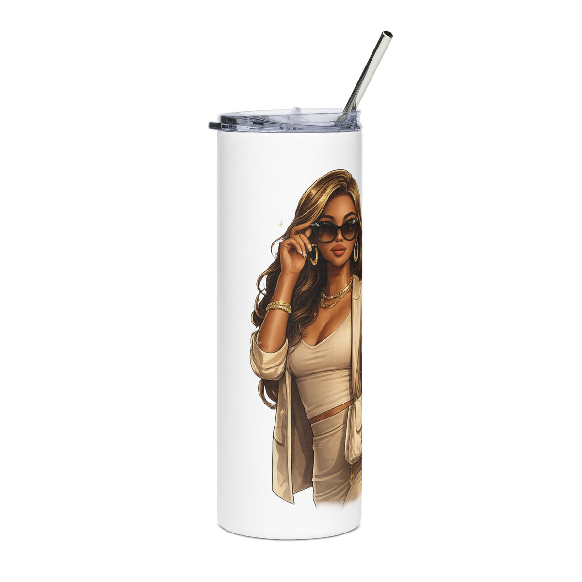 Chic Black Girl Magic Illustration Tumbler | 20oz Stainless Steel