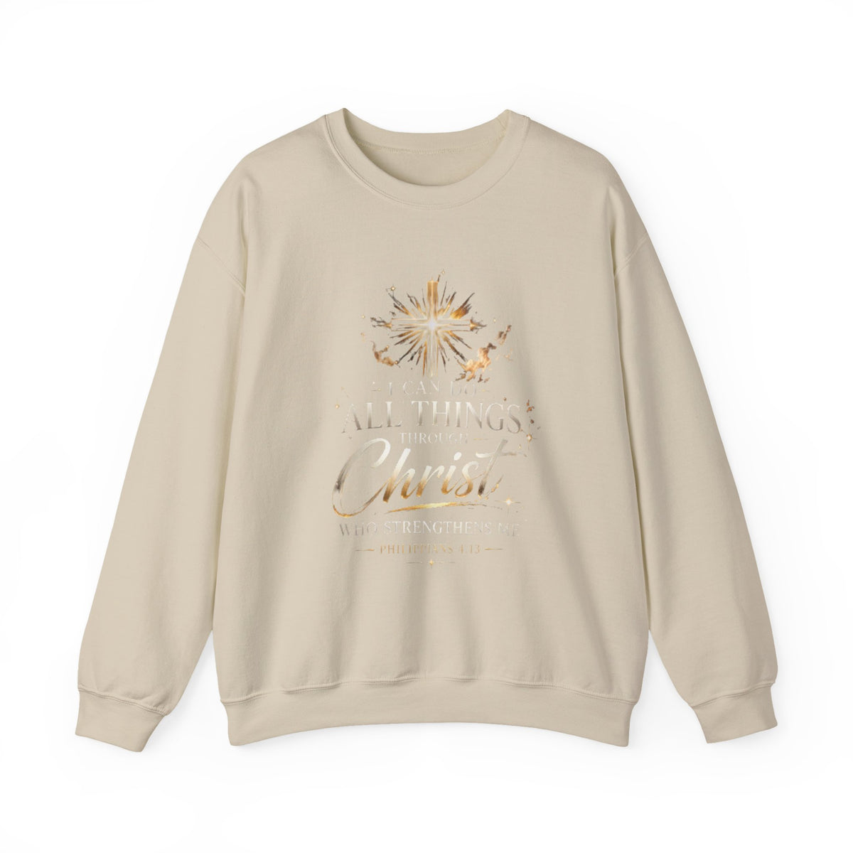 Crewneck Sweatshirt — “I Can Do All Things Through Christ” Faith Verse Pullover