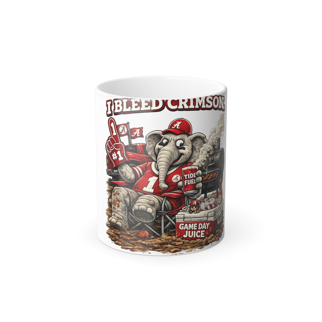 I Bleed Crimson Elephant Game Day Color Morphing Mug — 11oz Alabama Fan Coffee Cup