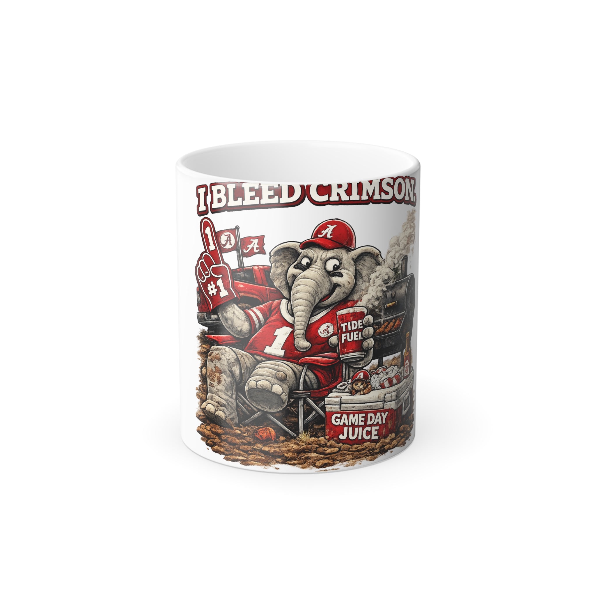I Bleed Crimson Elephant Game Day Color Morphing Mug — 11oz Alabama Fan Coffee Cup