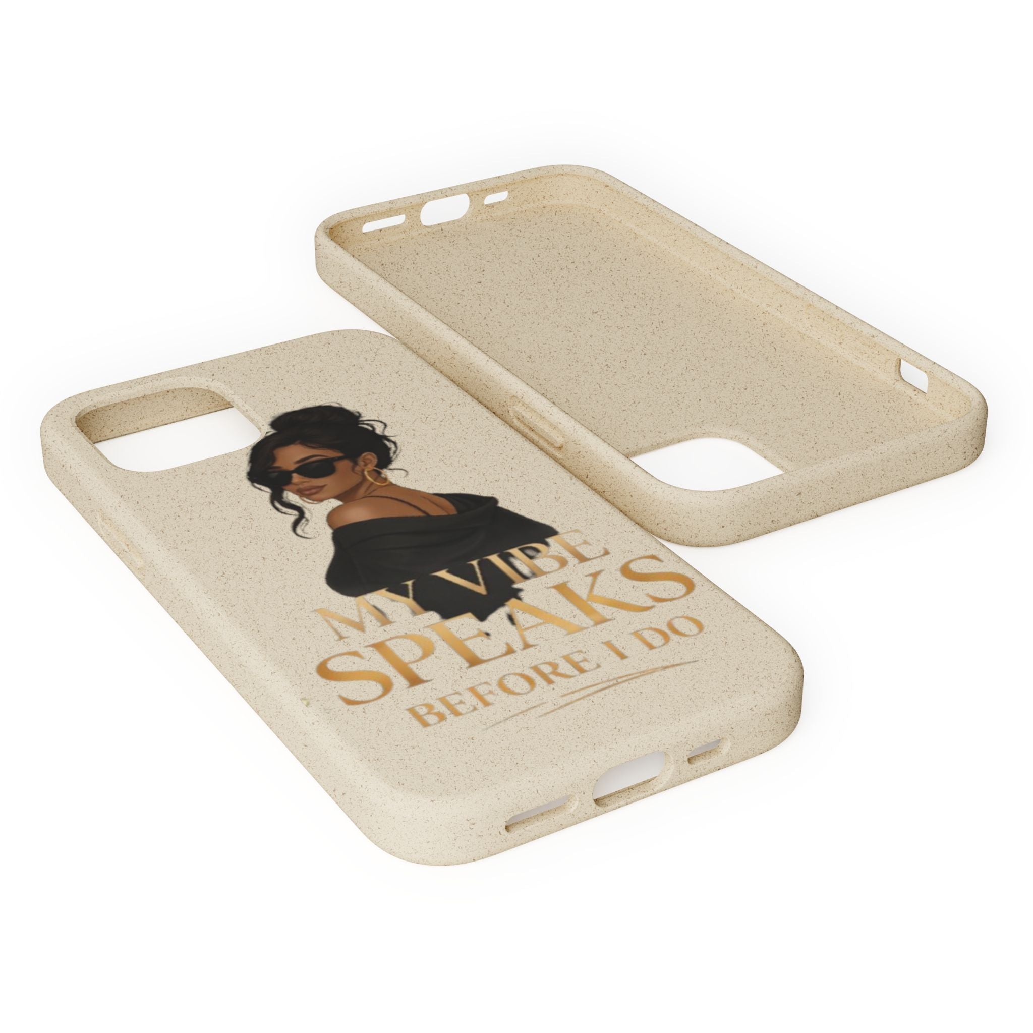 Biodegradable Phone Case — 'My Vibe Speaks Before I Do' Stylish Eco-Friendly Phone Cover