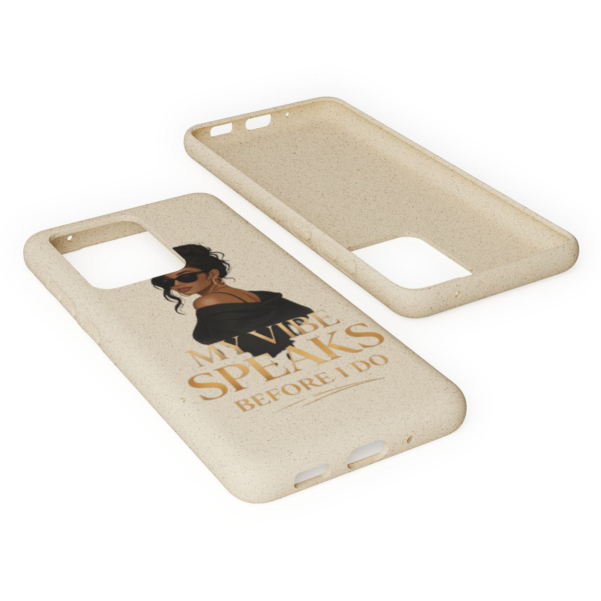 Biodegradable Phone Case — 'My Vibe Speaks Before I Do' Stylish Eco-Friendly Phone Cover