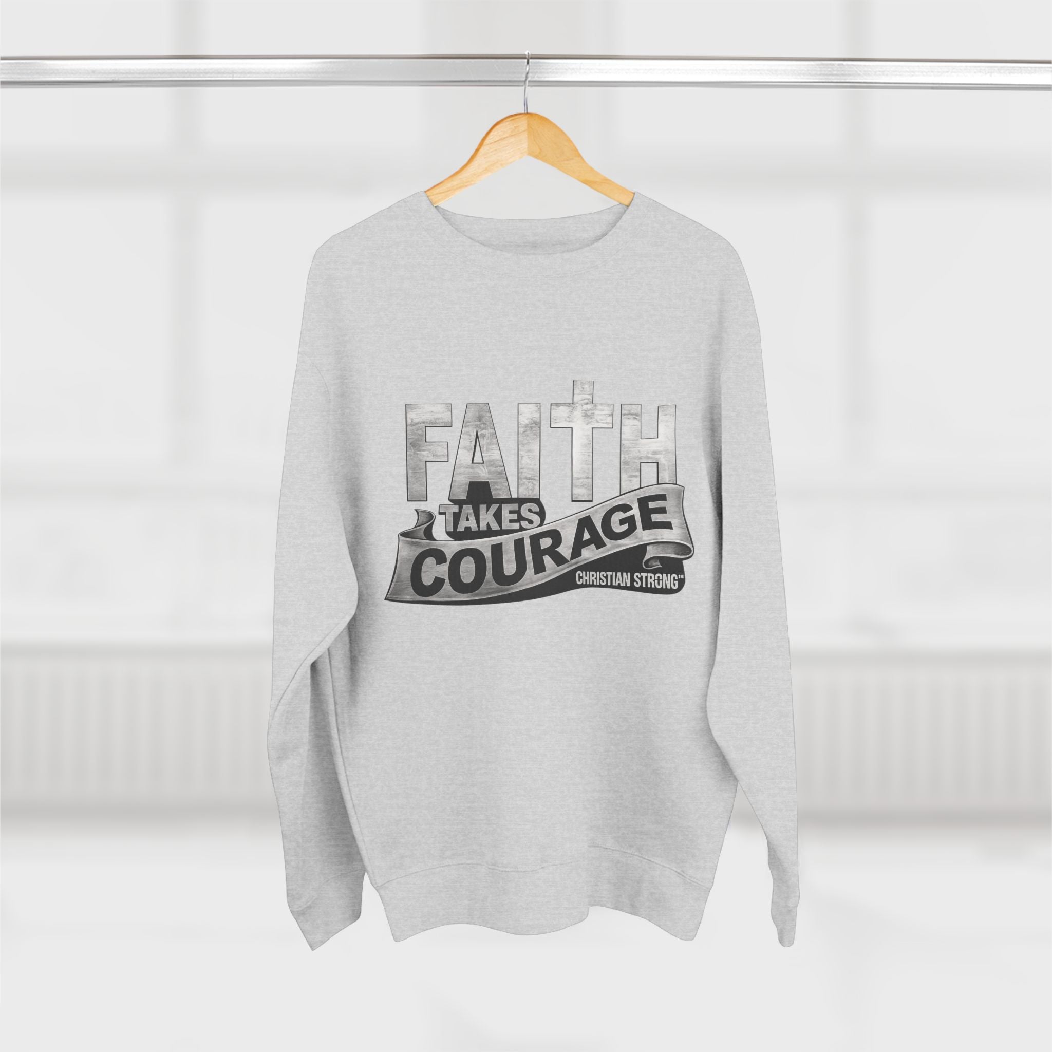 Faith Takes Courage Sweatshirt – Christian Inspirational Joshua 1:9 Scripture Pullover | Faith-Based Gift | Unisex Cozy Crewneck