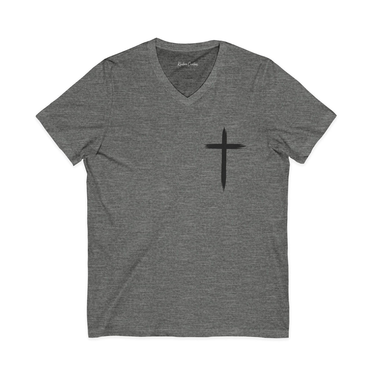 Christian V-Neck Tee — "Even If He Doesn't, He's Still Good" Cross Shirt (Psalm 118:18)