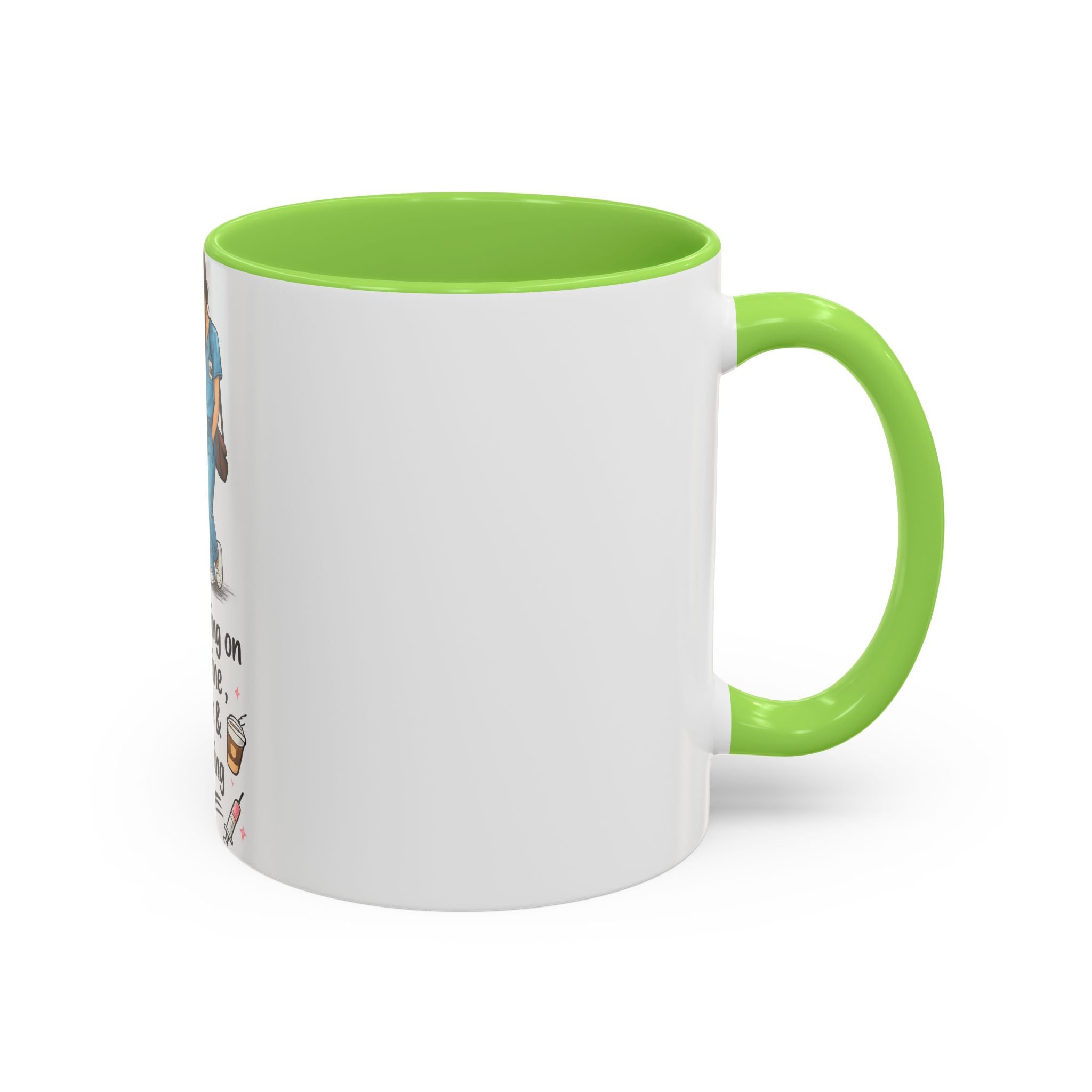 Nurse Mug — "Running on Caffeine, Chaos & a Calling" Color Accent Coffee Cup (11oz/15oz)