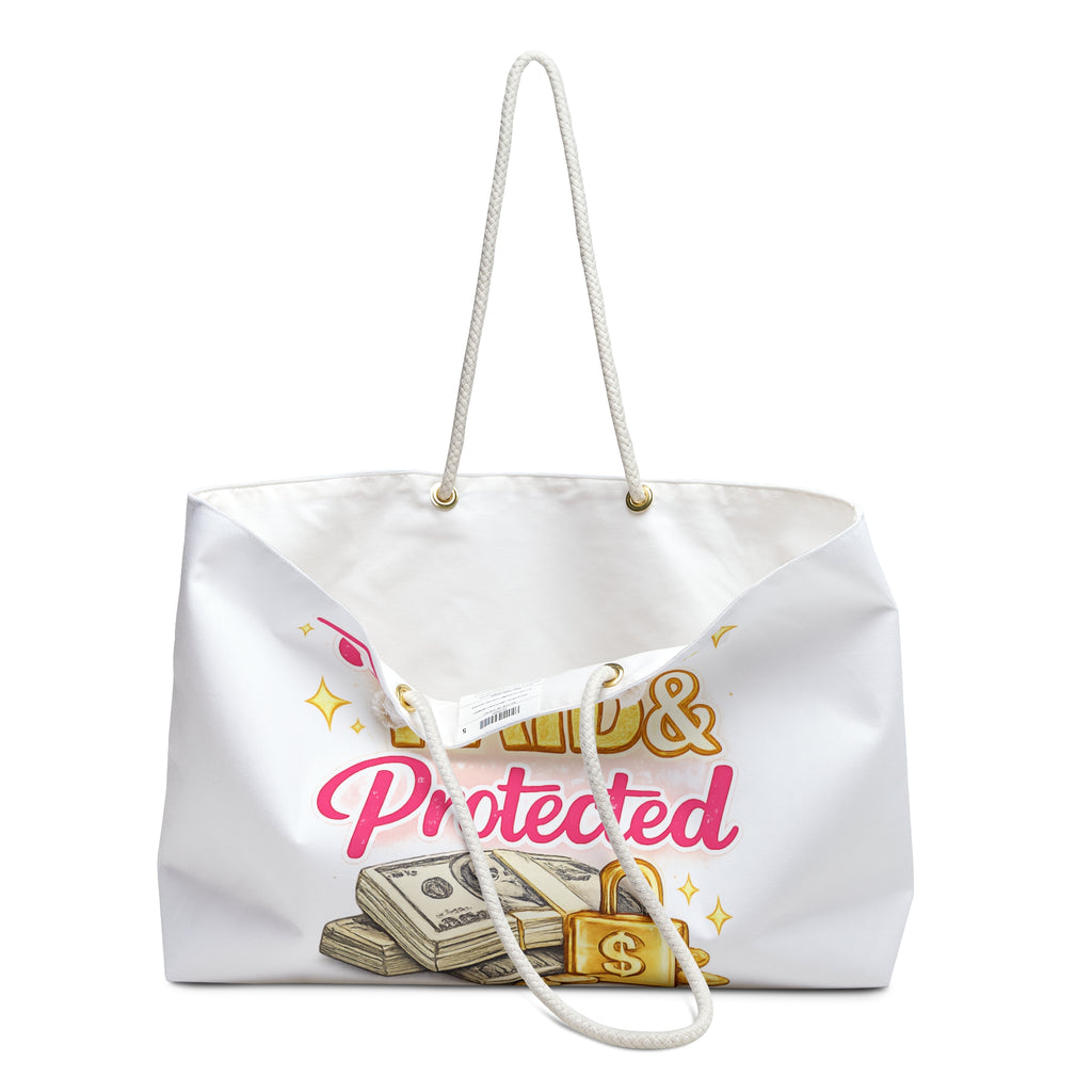 Pretty Paid & Protected Weekender Bag — Money, Lock & Sparkle Travel Tote