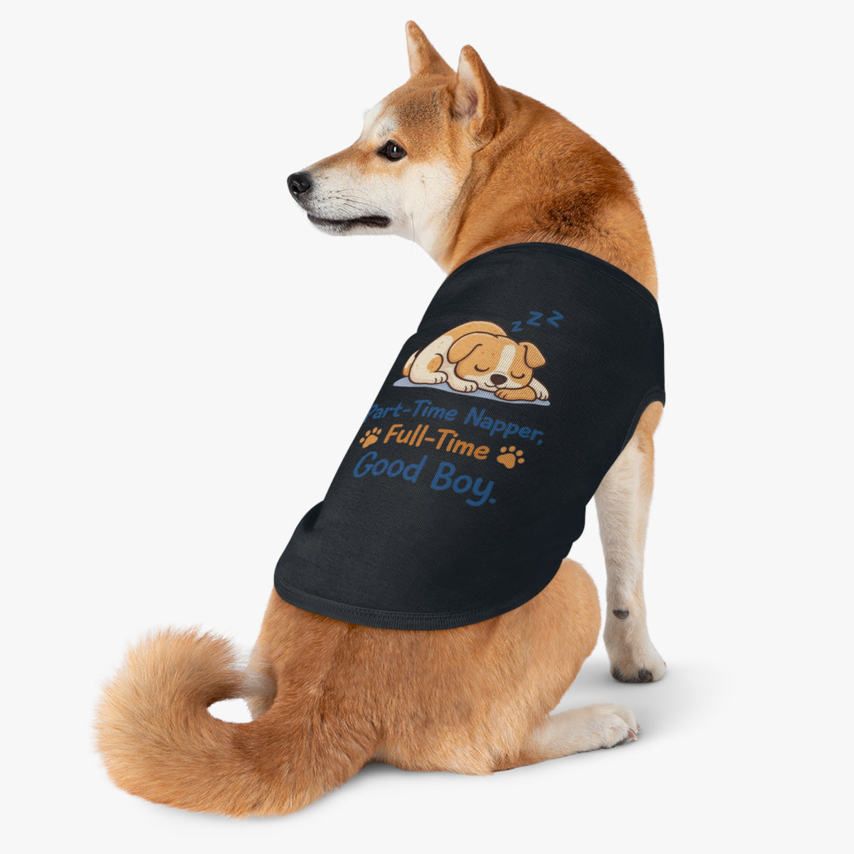 Dog Tank Top - "Part-Time Napper, Full-Time Good Boy" Cute Sleeping Puppy Pet Shirt
