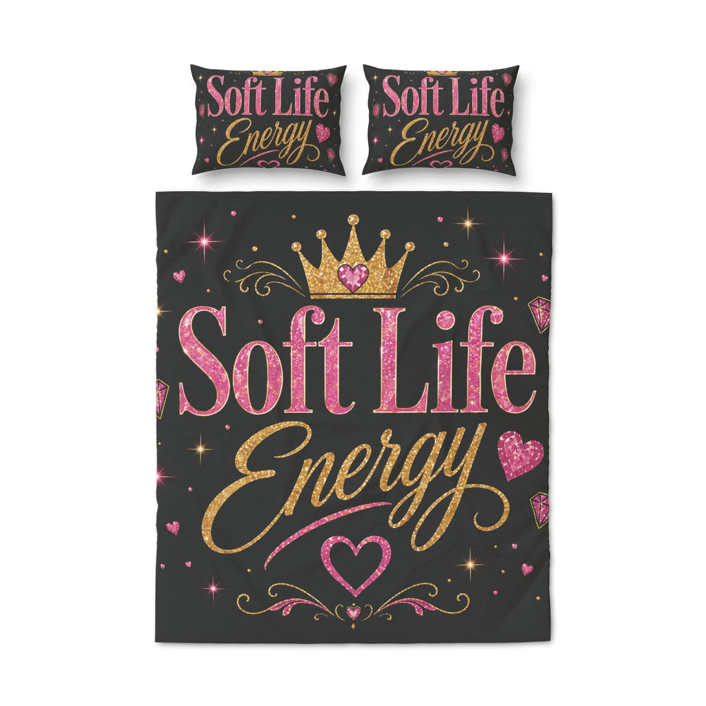 Soft Life Energy Comforter Set 💖 | Black, Pink & Gold Glam Bedroom Decor | Luxury Aesthetic Bedding