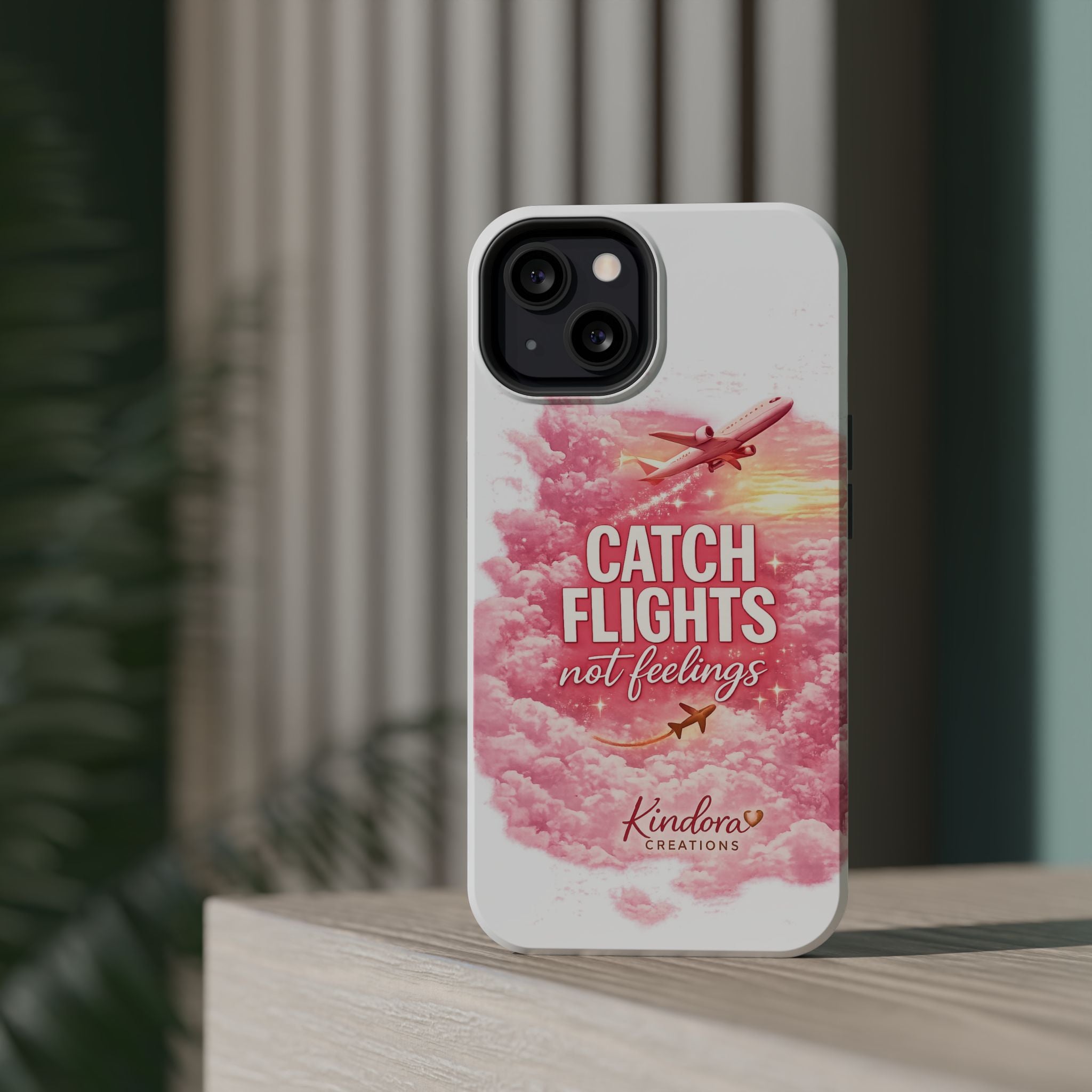 iPhone Case — "Catch Flights Not Feelings" Magnetic Impact-Resistant Travel Phone Case