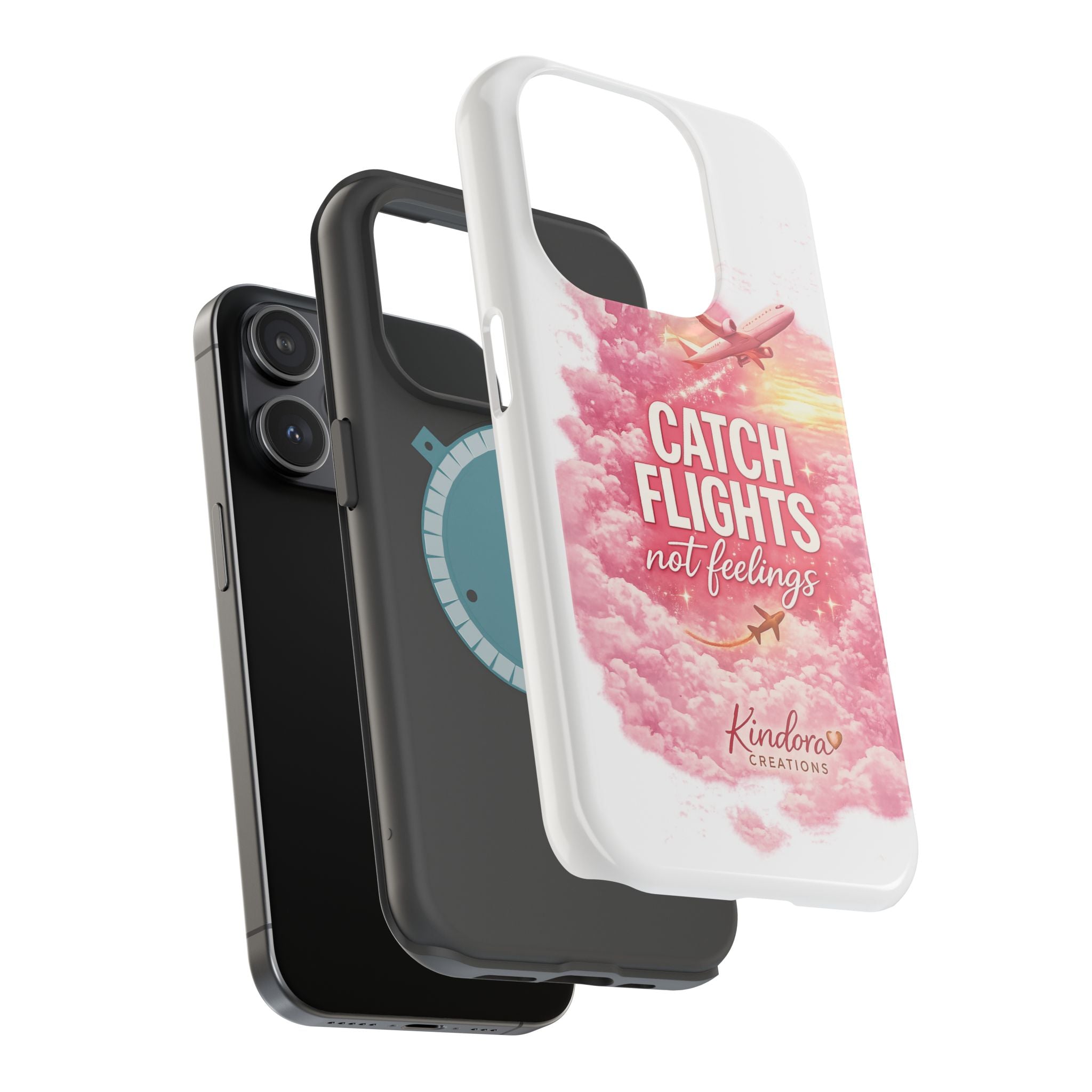 iPhone Case — "Catch Flights Not Feelings" Magnetic Impact-Resistant Travel Phone Case