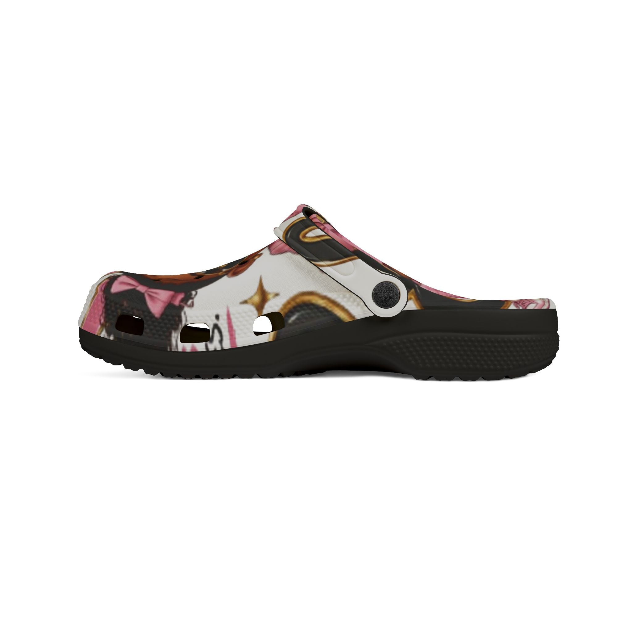 Kids’ EVA Foam Clog Shoes — Cute Girl Character Print, Pink Accents