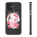 Hello Kitty Strawberry Sundae Clear Phone Case — Cute Kawaii Cat Dessert Design