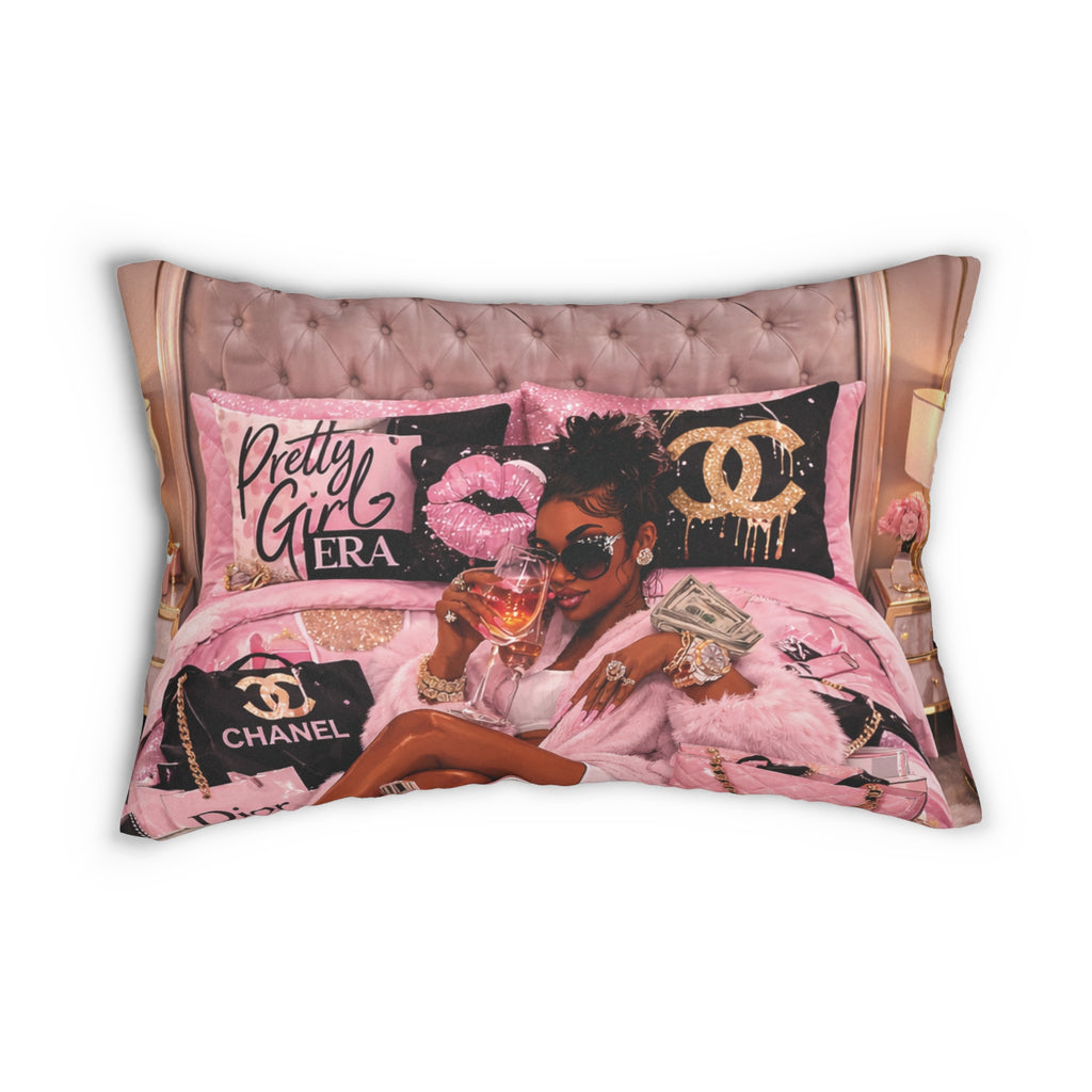 Pretty Girl Era Lumbar Pillow — Pink Luxury Decorative Throw Pillow