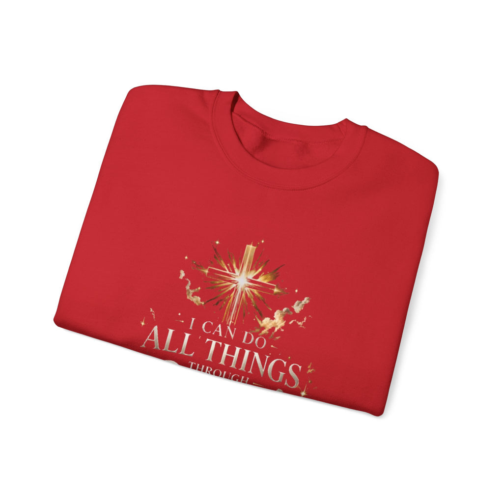 Crewneck Sweatshirt — “I Can Do All Things Through Christ” Faith Verse Pullover
