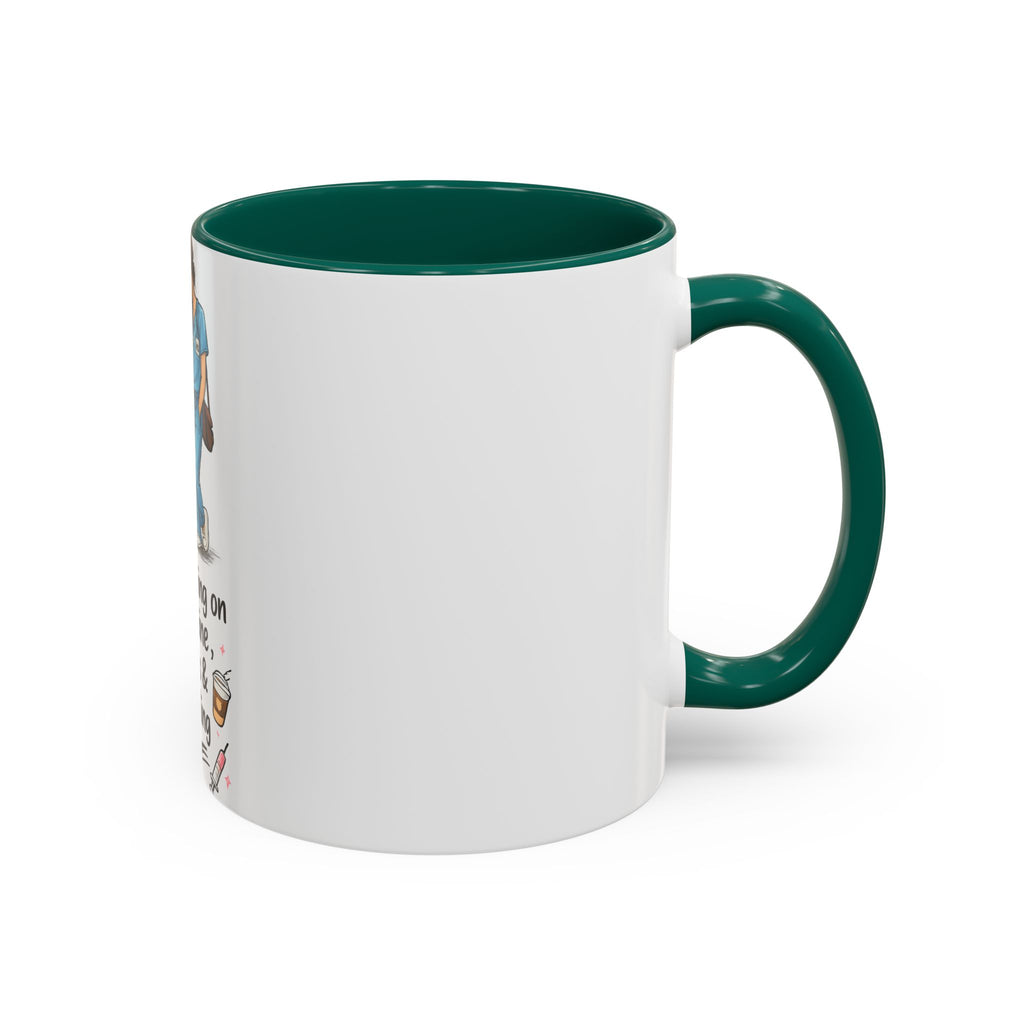 Nurse Mug — "Running on Caffeine, Chaos & a Calling" Color Accent Coffee Cup (11oz/15oz)
