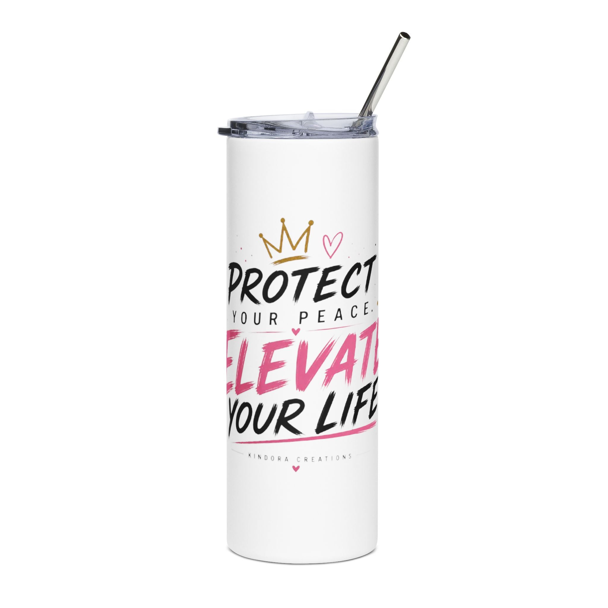 Protect Your Peace — 20oz Stainless Tumbler (Elevate Your Life Motivational Design)