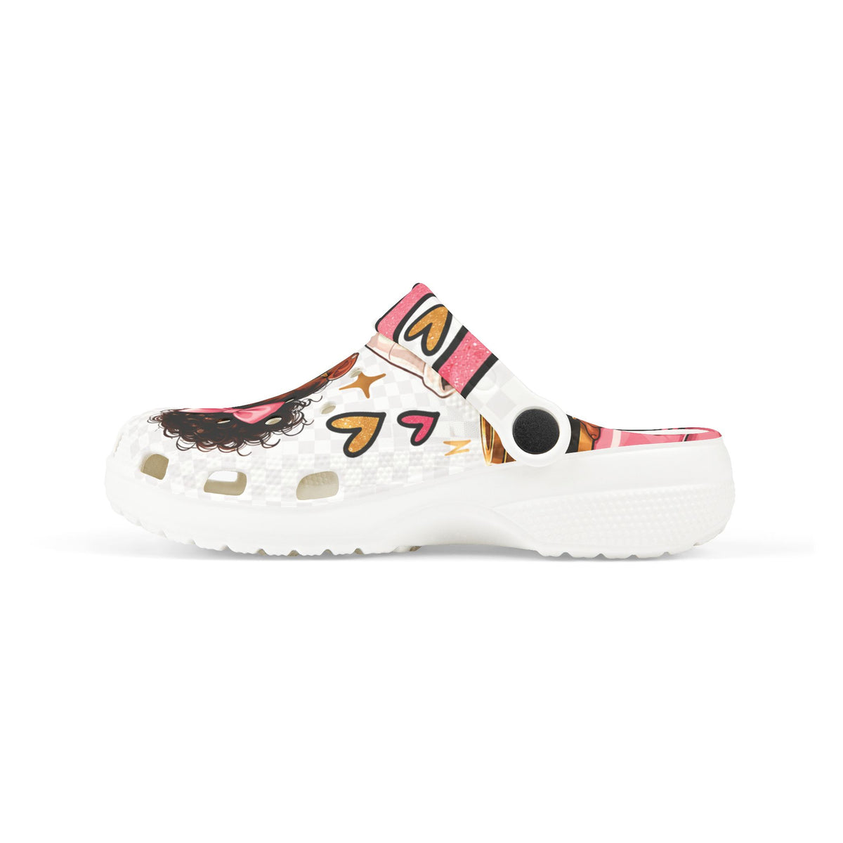Kids Foam Clogs — Cute Afro Puff Girl Design with Pink Bows
