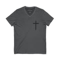 Christian V-Neck Tee — "Even If He Doesn't, He's Still Good" Cross Shirt (Psalm 118:18)