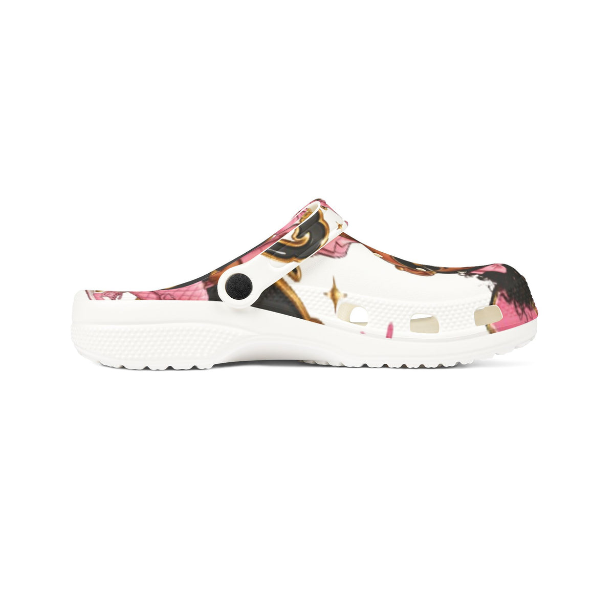 Kids’ EVA Foam Clog Shoes — Cute Girl Character Print, Pink Accents