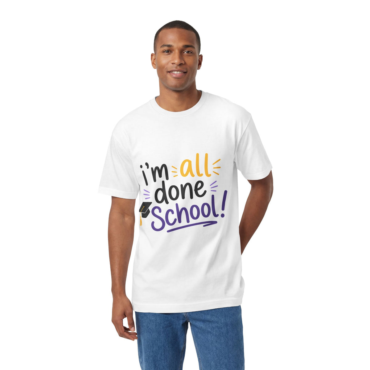 Graduation T-Shirt — "I'm All Done School!" Cap & Tassel Tee