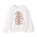 Inspirational Crewneck Sweatshirt — "I Am Kind, Smart, Enough, Loved" with Psalm 139:14 Back Design