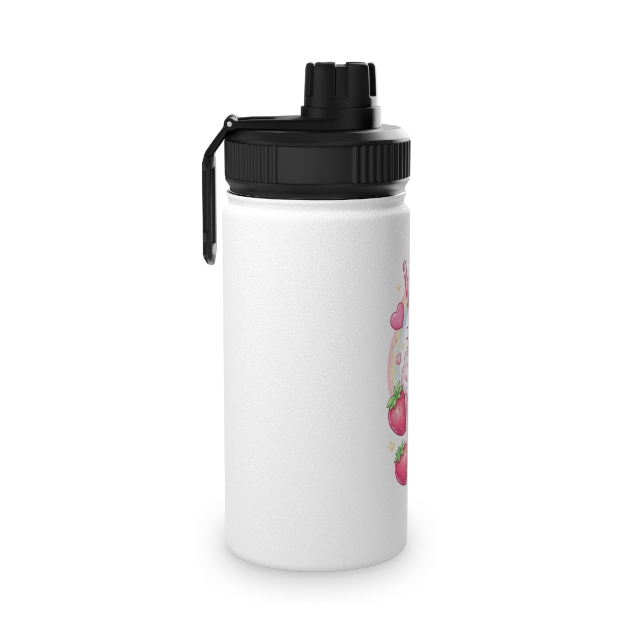 Cute Kitty Strawberry Milkshake Water Bottle — Stainless Steel Sports Lid