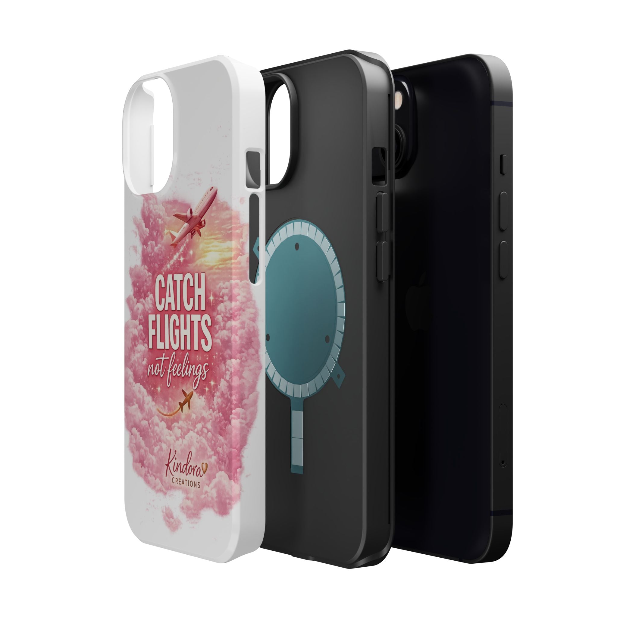 iPhone Case — "Catch Flights Not Feelings" Magnetic Impact-Resistant Travel Phone Case