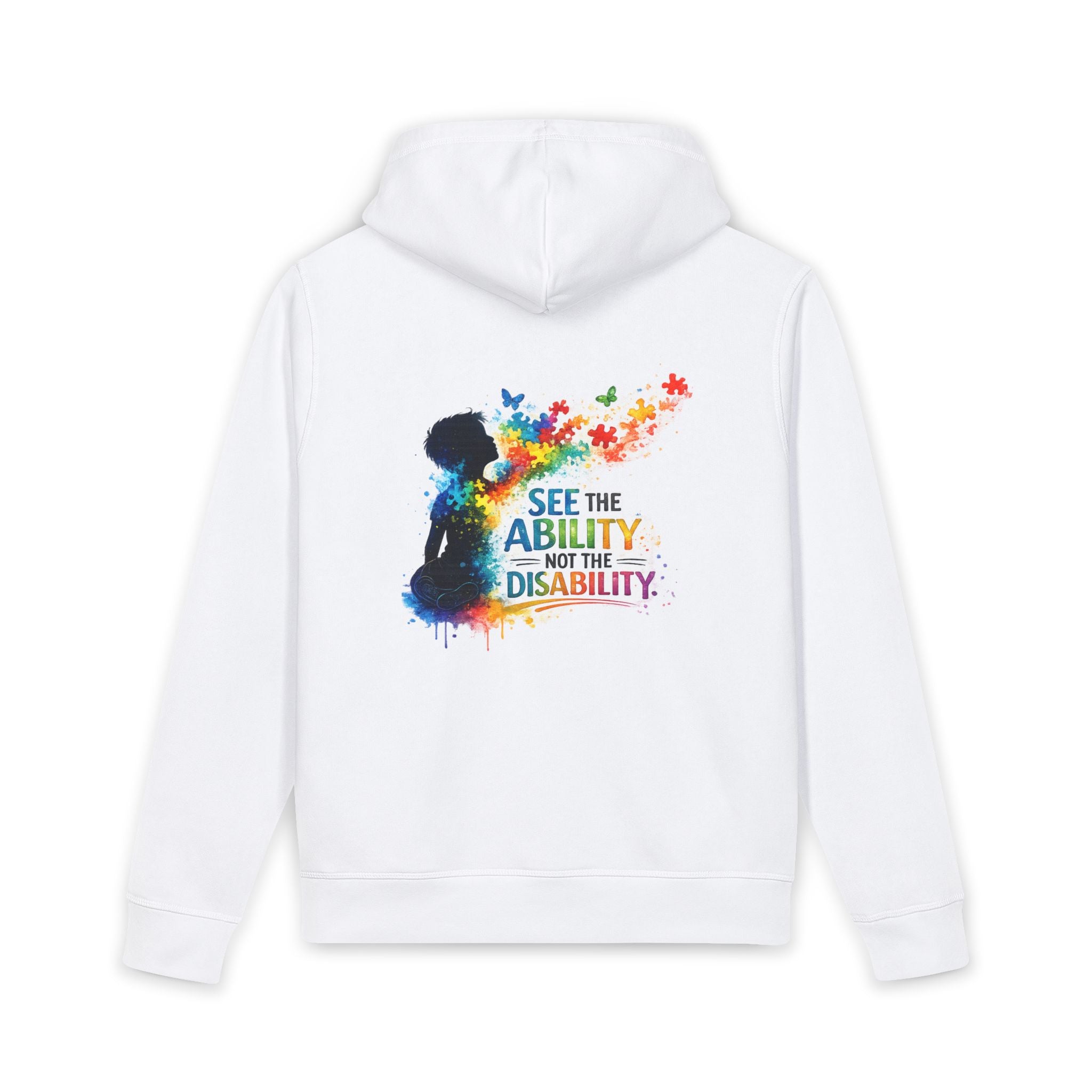 Autism Awareness Hoodie — "See the Ability, Not the Disability" Colorful Puzzle Art