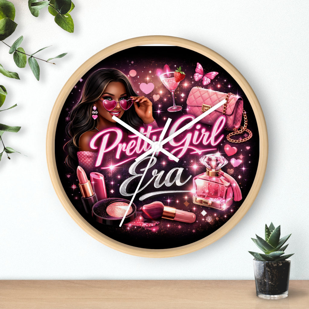 Pretty Girl Era Wall Clock — Glam Makeup & Pink Fashion Decor