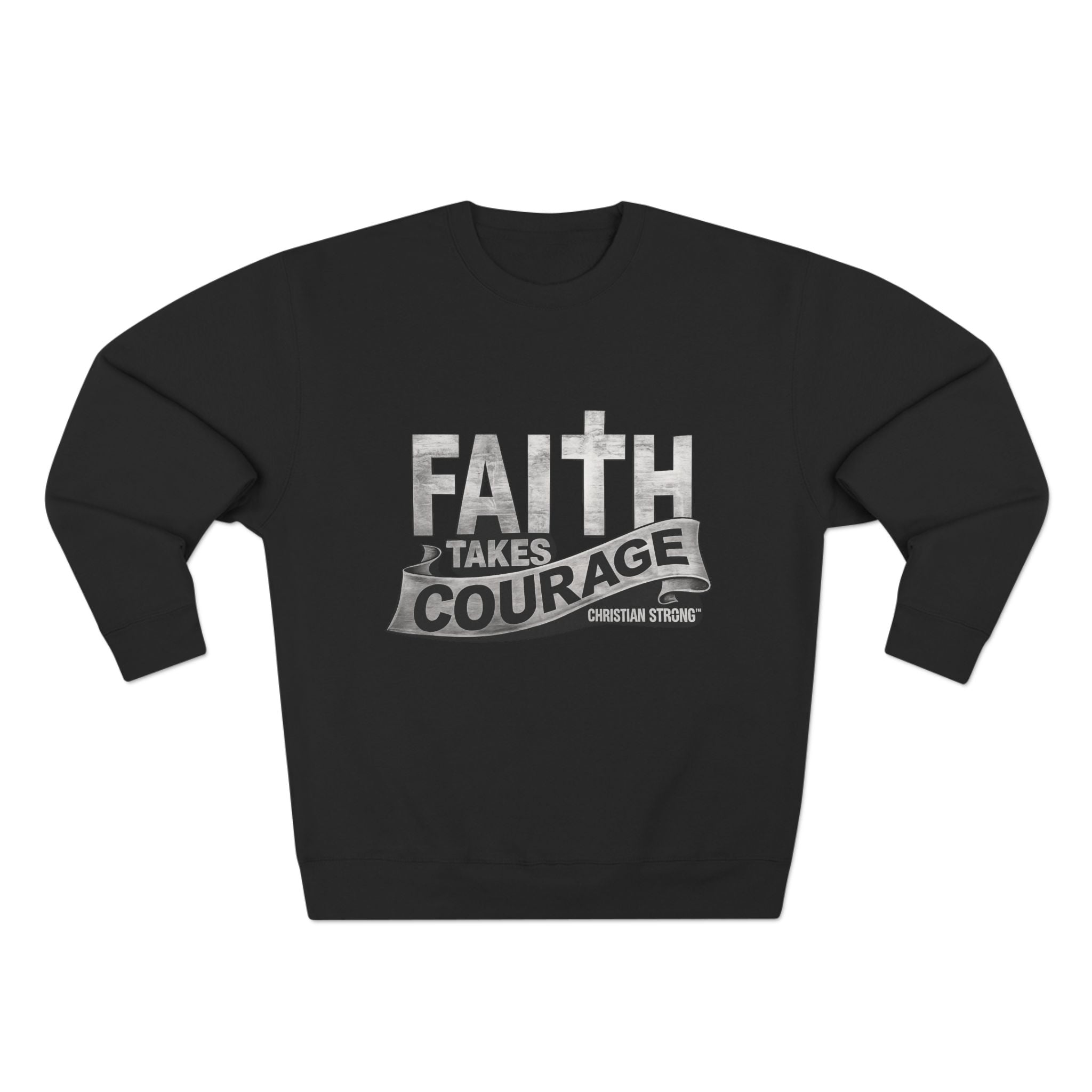 Faith Takes Courage Sweatshirt – Christian Inspirational Joshua 1:9 Scripture Pullover | Faith-Based Gift | Unisex Cozy Crewneck