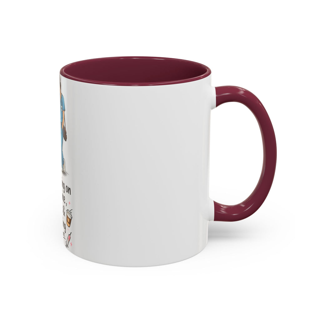 Nurse Mug — "Running on Caffeine, Chaos & a Calling" Color Accent Coffee Cup (11oz/15oz)