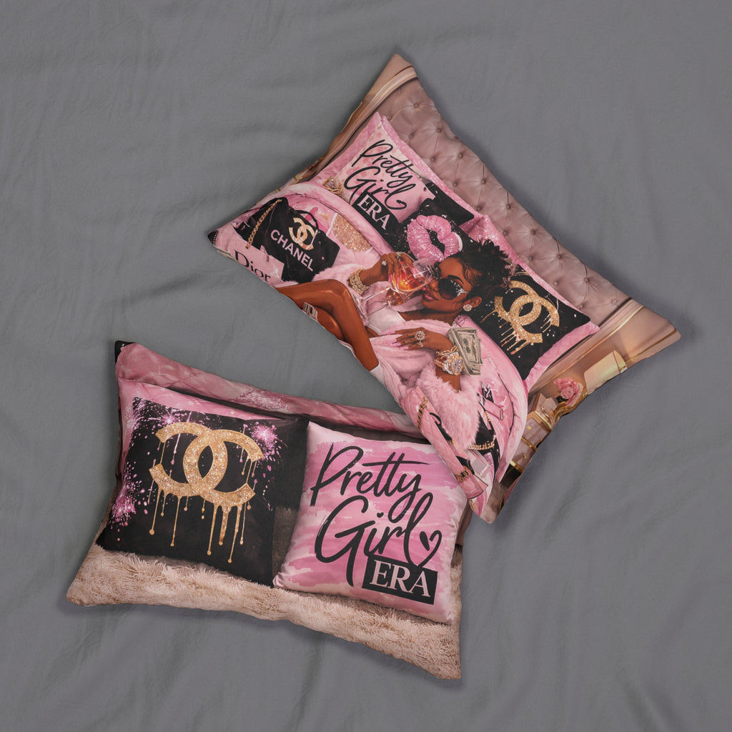 Pretty Girl Era Lumbar Pillow — Pink Luxury Decorative Throw Pillow