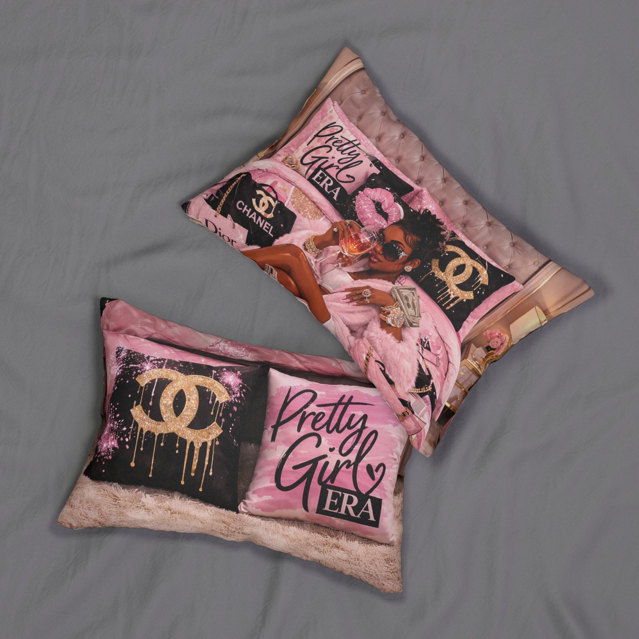 Pretty Girl Era Lumbar Pillow — Pink Luxury Decorative Throw Pillow
