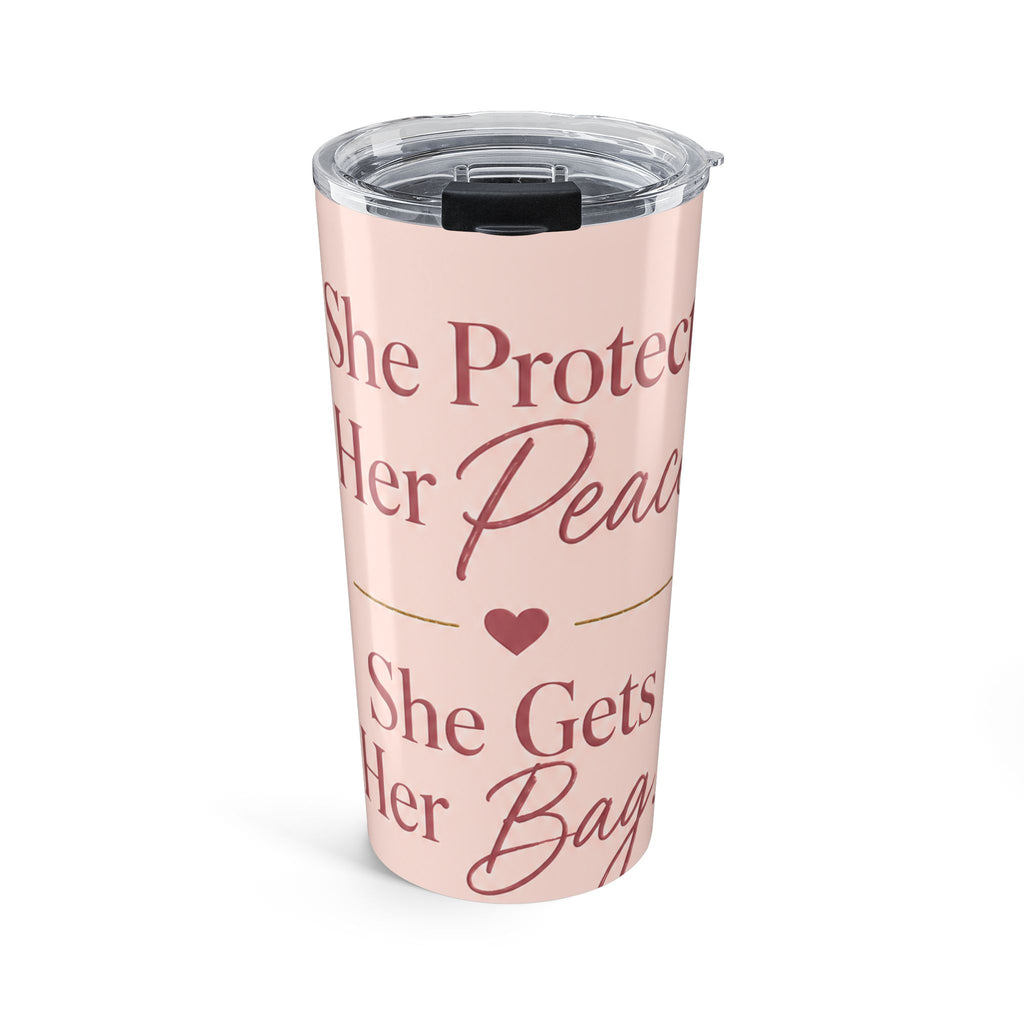 20oz Tumbler — "She Protects Her Peace" Insulated Travel Mug